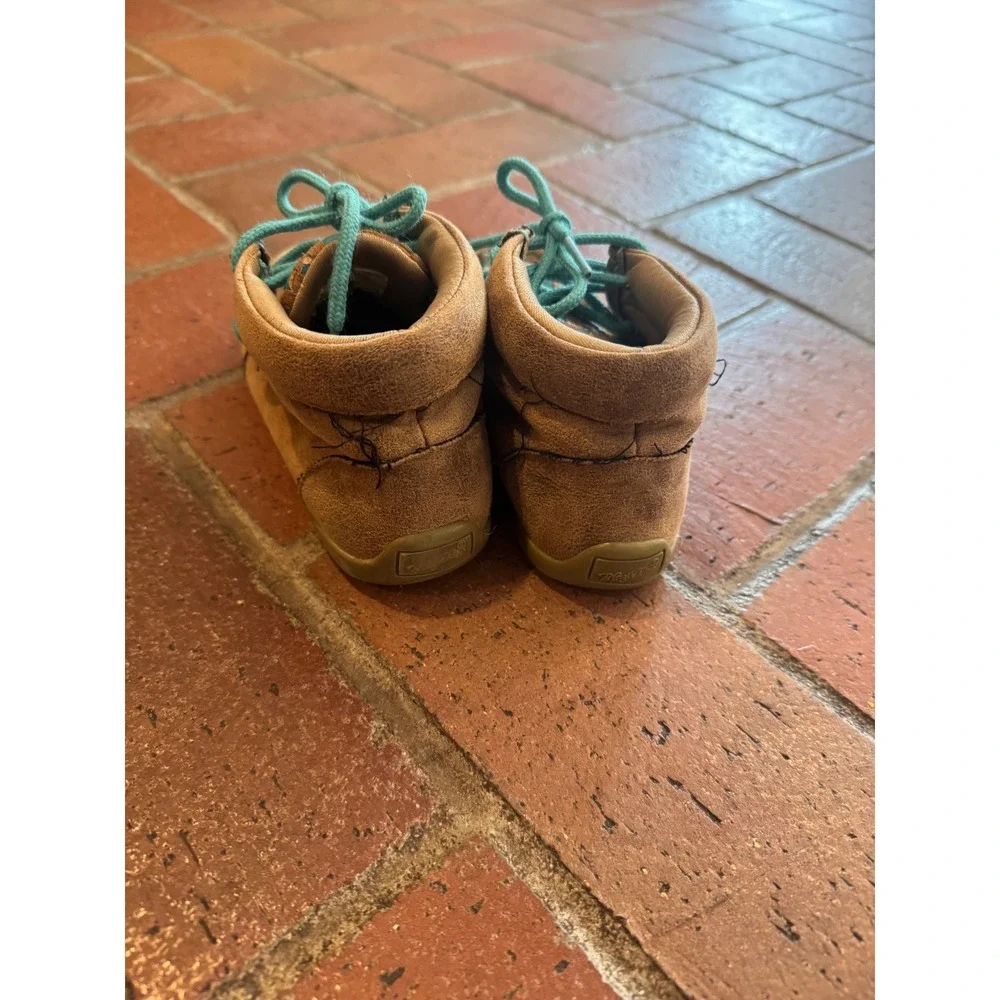 Blazin Roxx Kids Tan Turquoise Woven Moccasin Shoes Size 9 Western Mocs